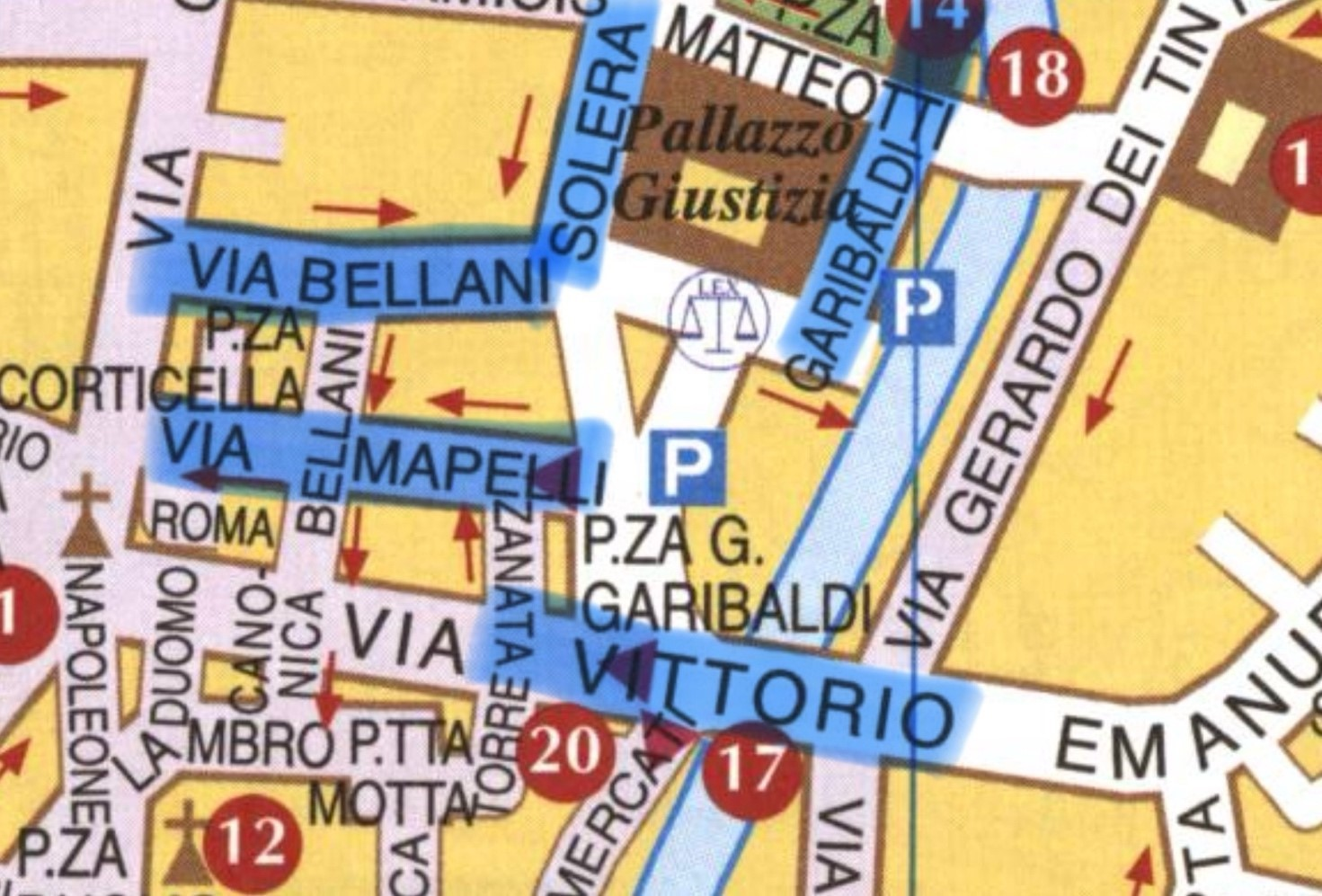 Confluenze Piazza Garibaldi (elenco strade)